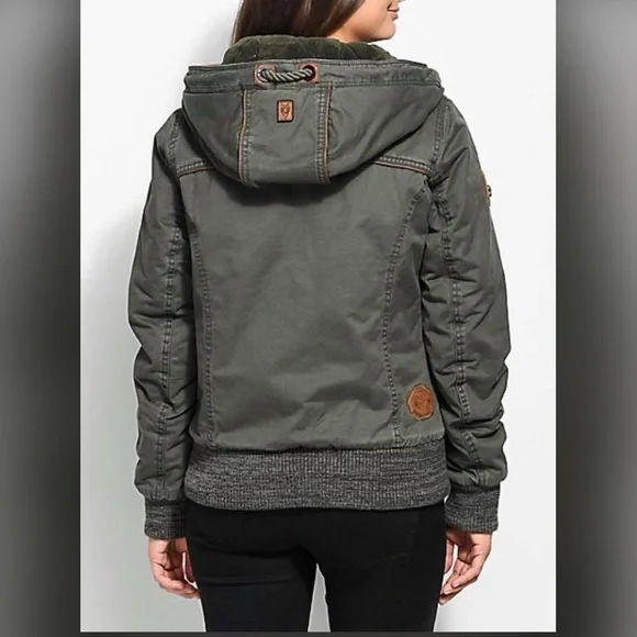 Naketano Women's Olive Hooded Jacket Sz Small - Picture 3 of 16